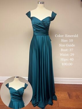 Off-Shoulder Emerald Prom Gown